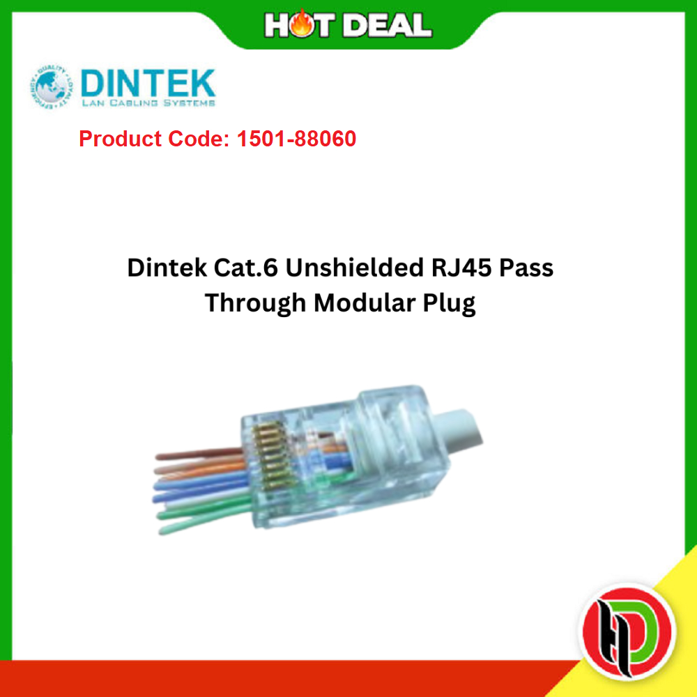 Dintek 1501-88060 RJ45 Cat 6 Pass Through Solid Core ezi-Plug™ Cable ...