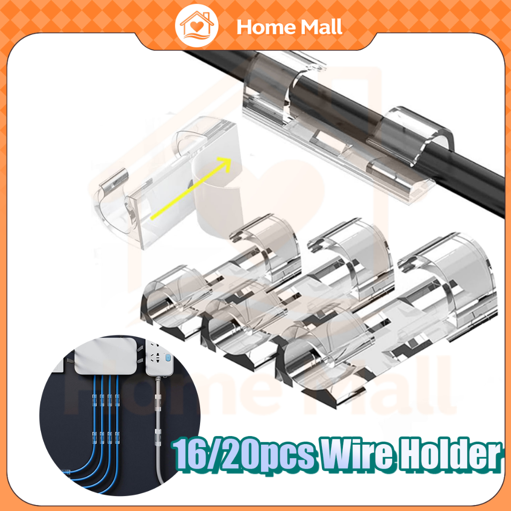 16/20 Pcs Cable Clips Organizer Drop Wire Holder Cord Management Cable ...