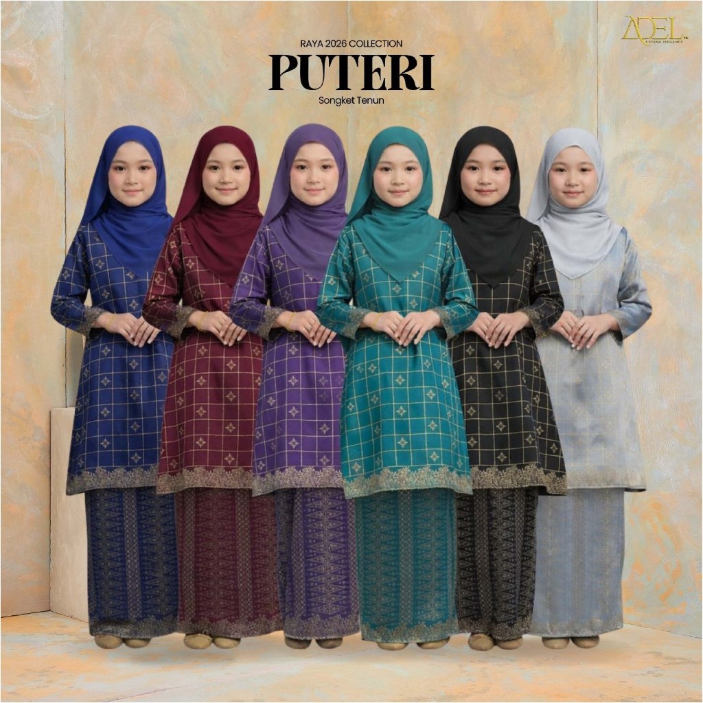 RAYA 2026 | ADEL Baju Kurung Riau Puteri Songket Tenun Moden Set KIDS ...