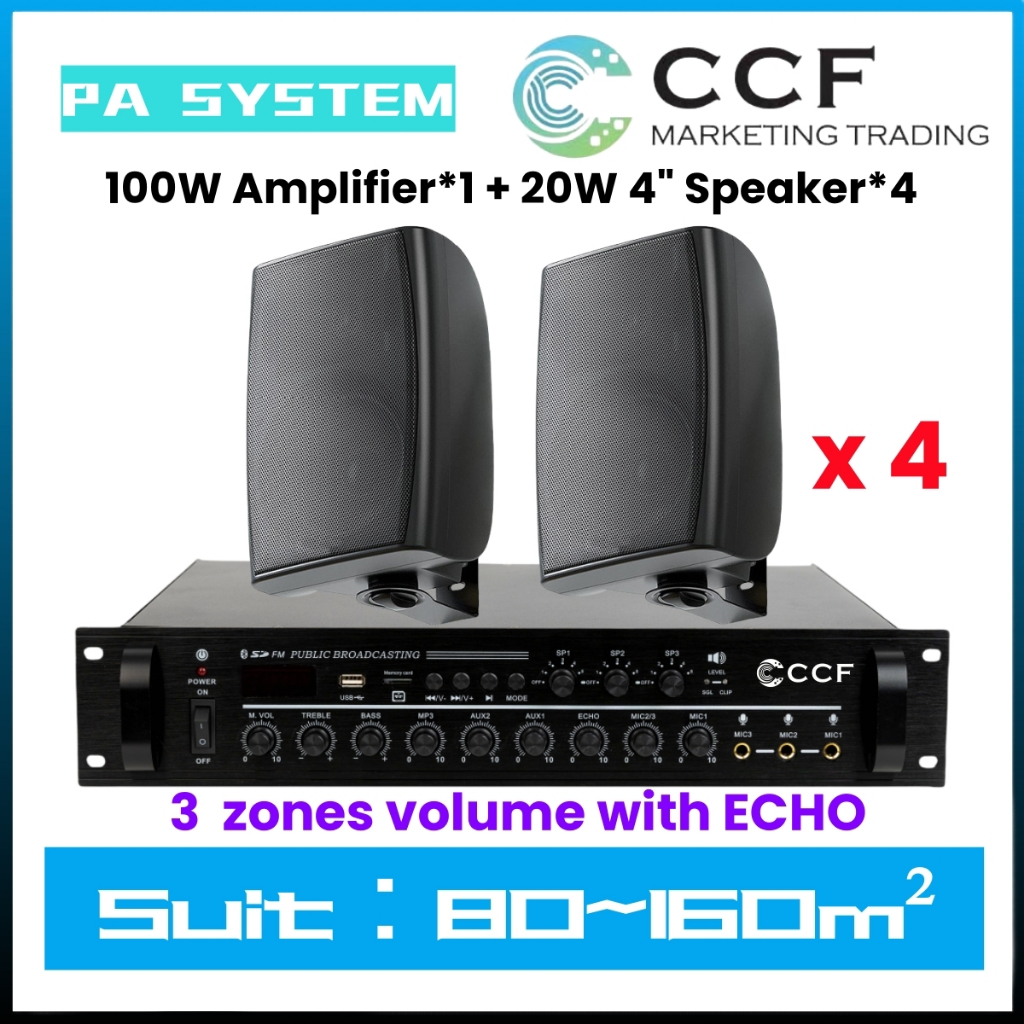 CCF 2/3/5 Zone PA System Set with 4 inch Wall Speakers original image 11