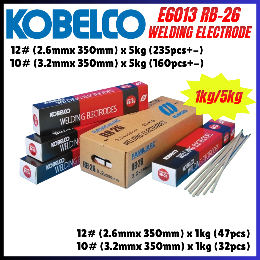 KOBELCO 2.6MM/3.2MM X 5KG WELDING ELECTRODE RB26 E6013 X 1KG | Shopee ...