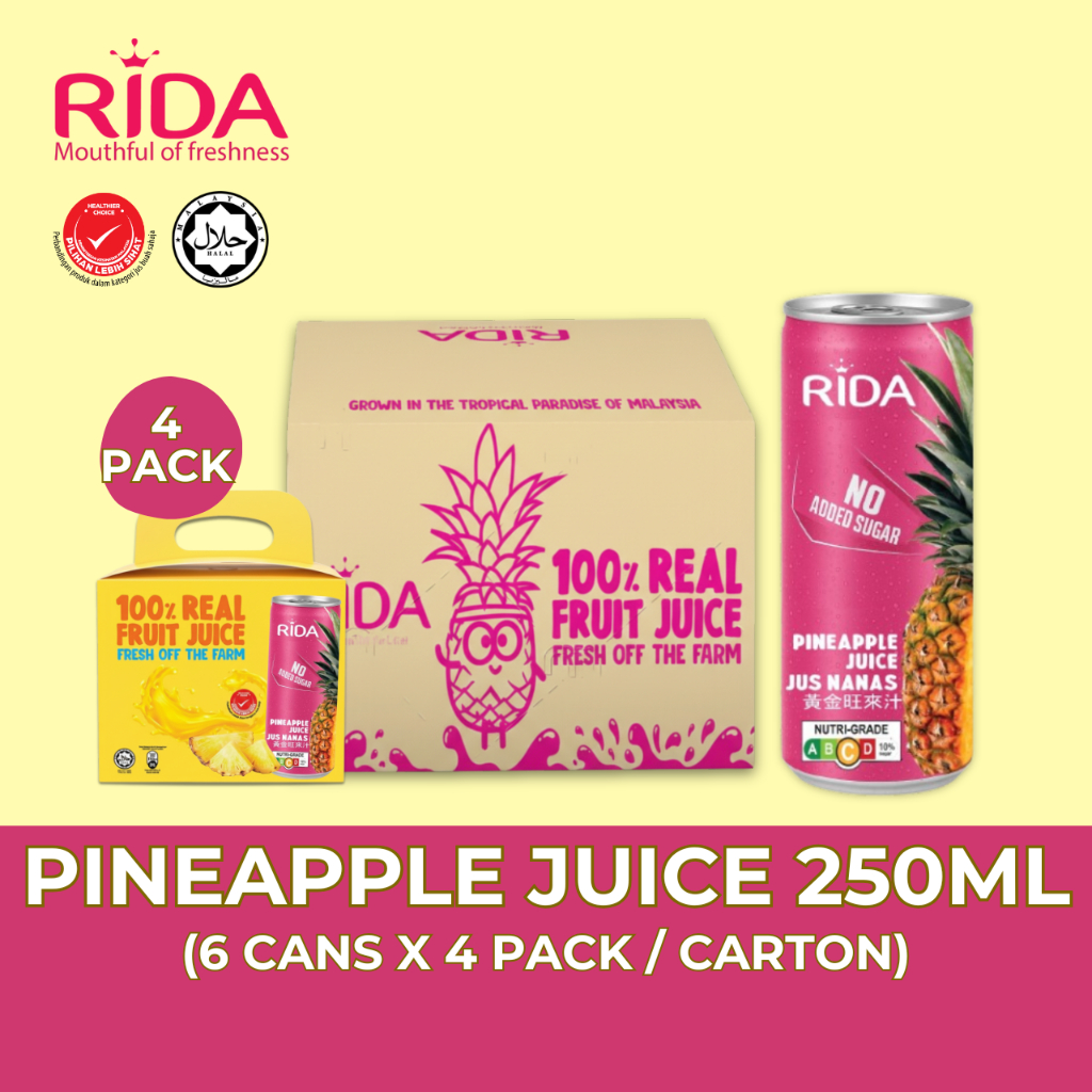 RIDA 100% PINEAPPLE JUICE (250ML X 24 CANS) | Shopee Malaysia