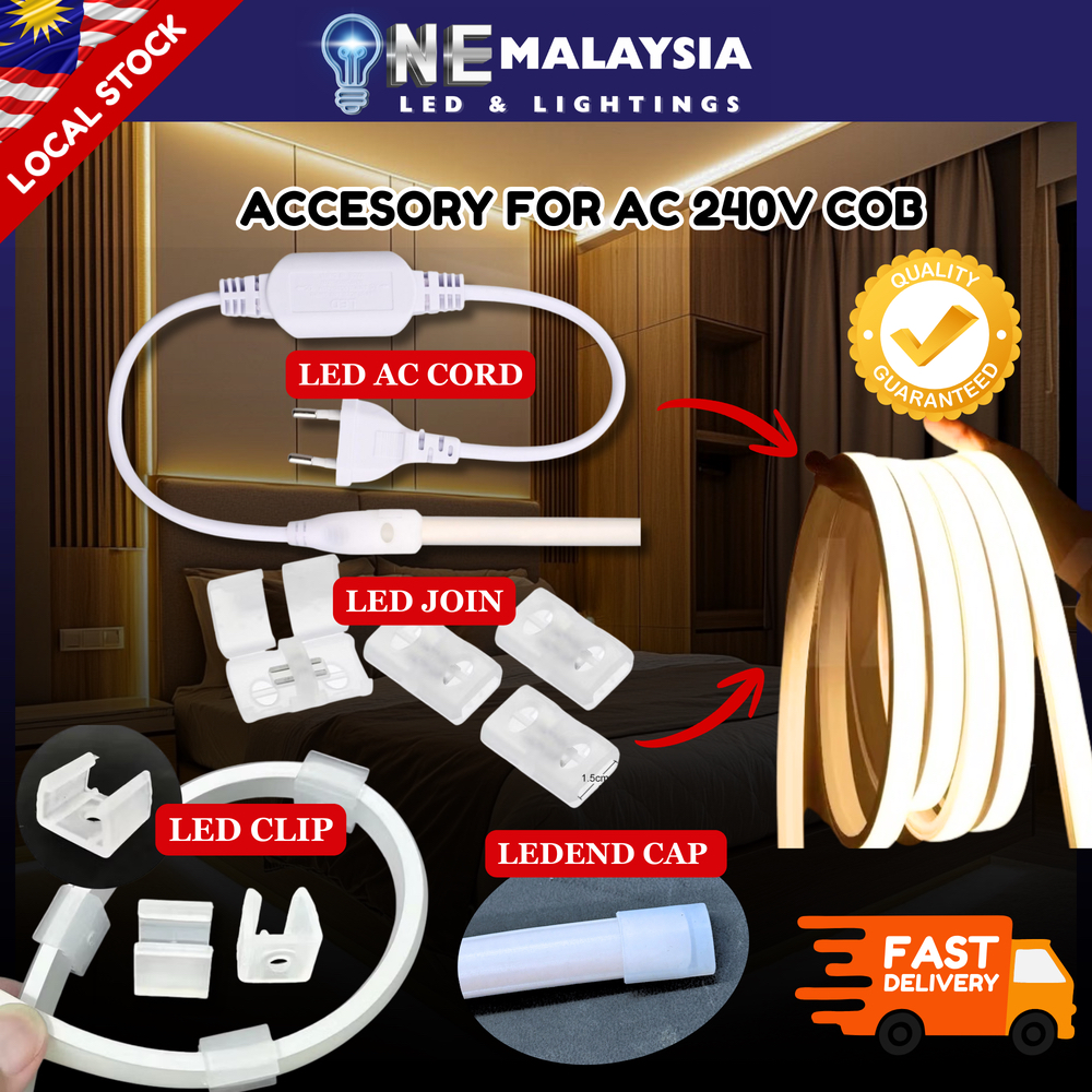 COB LED 240V Plug & Join Connector Set with Power Plug, Joiner & End ...