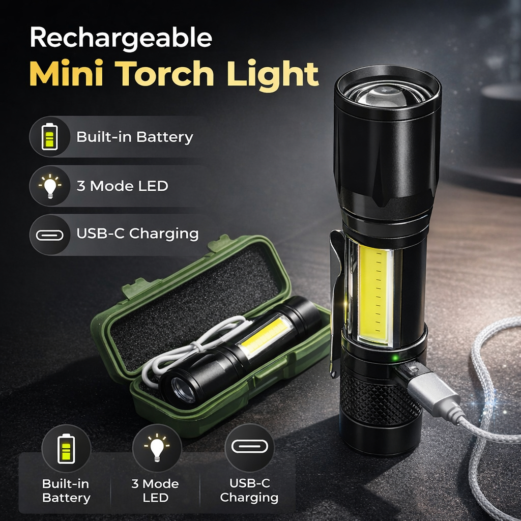 【READY STOCK】Mini 3 Mode LED Rechargeable TouchLight USB Waterproof ...