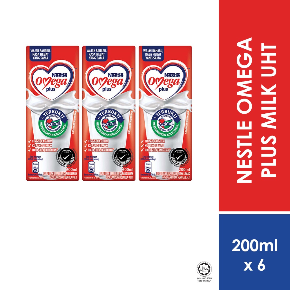 Nestle Omega Plus UHT Plain Adult Milk (200ml x 6 Packs) | Shopee Malaysia