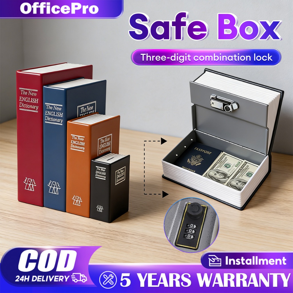 Safety Box Book Safe Passcode Hidden Storage with Lock Key Password Box ...