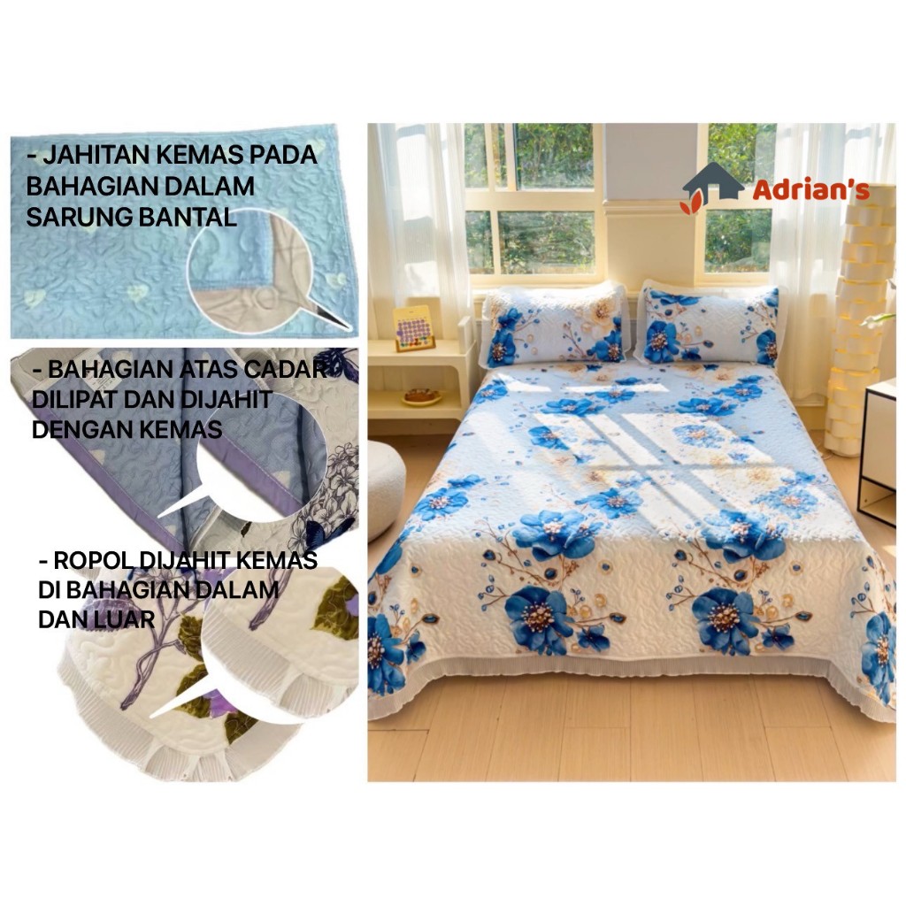 Cadar Ropol Patchwork 3-in-1 SuperQueen/2-in-1 SuperSingle Berkualiti ...
