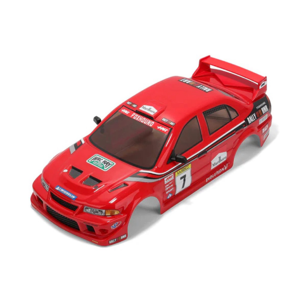 HNR H9804 FOXHOUND MITSUBISHI EVO V PRE PAINTED BODYSHELL FITS 1/10 RC ...