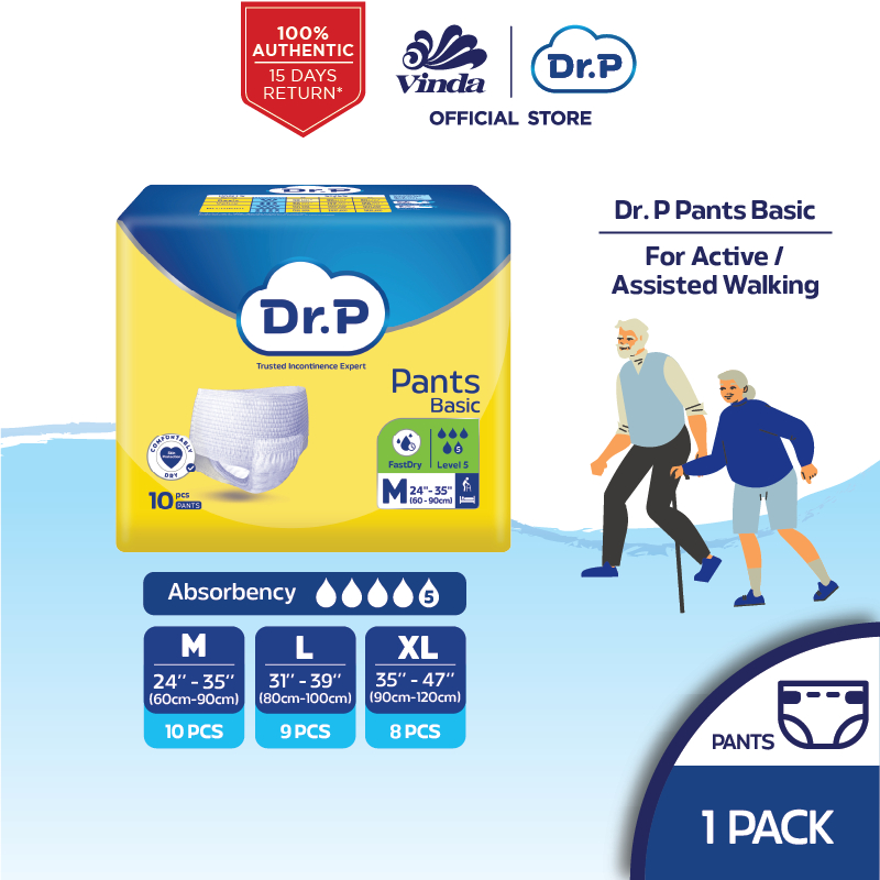 Dr. P Basic Level 5 Pants Adult Diaper M10/L9/XL8 (1 Pack) | Shopee ...