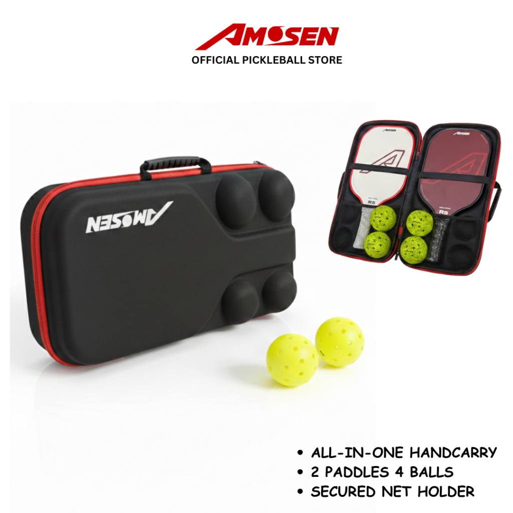 AMOSEN Hard Premium Pickleball Paddle Case All-in-one handcarry Bag ...