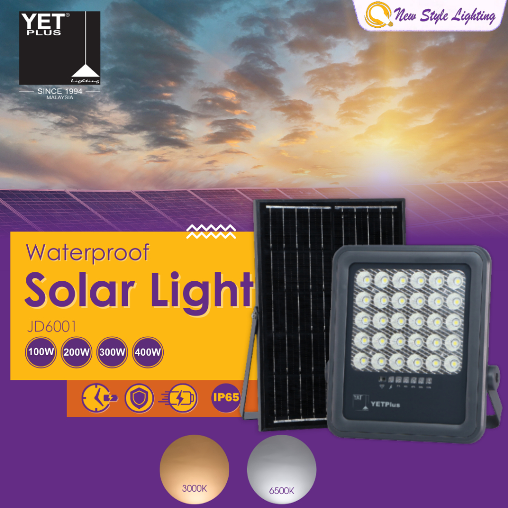 YETPlus JD6001 High Brightness Lampu Solar LED IP65 Waterproof Outdoor ...