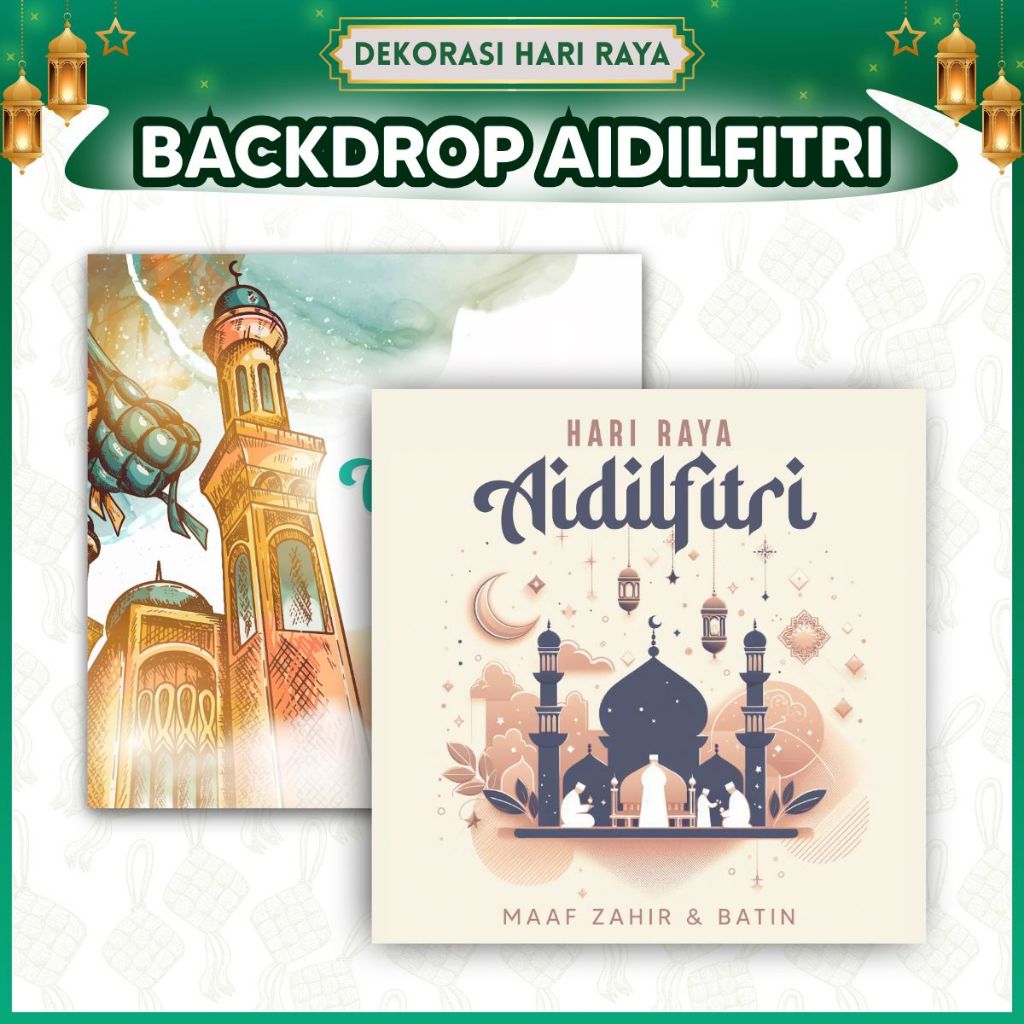 (PRE ORDER) BACKDROP HARI RAYA AIDILFITRI - Banner / Deko Tema Kampung ...