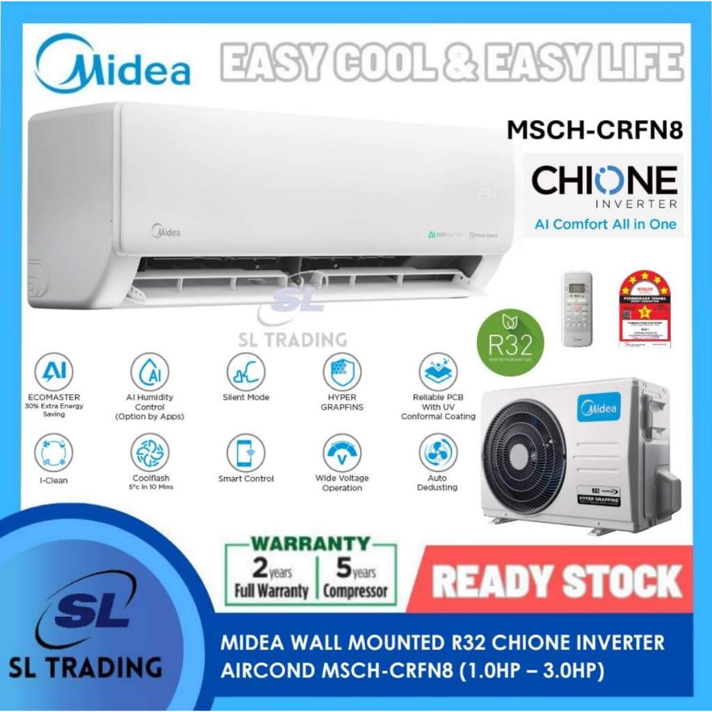 [INSTALLATION] MIDEA MSCH-CRFN8 WALL TYPE (CHIONE 5 STAR INVERTER) R32 ...