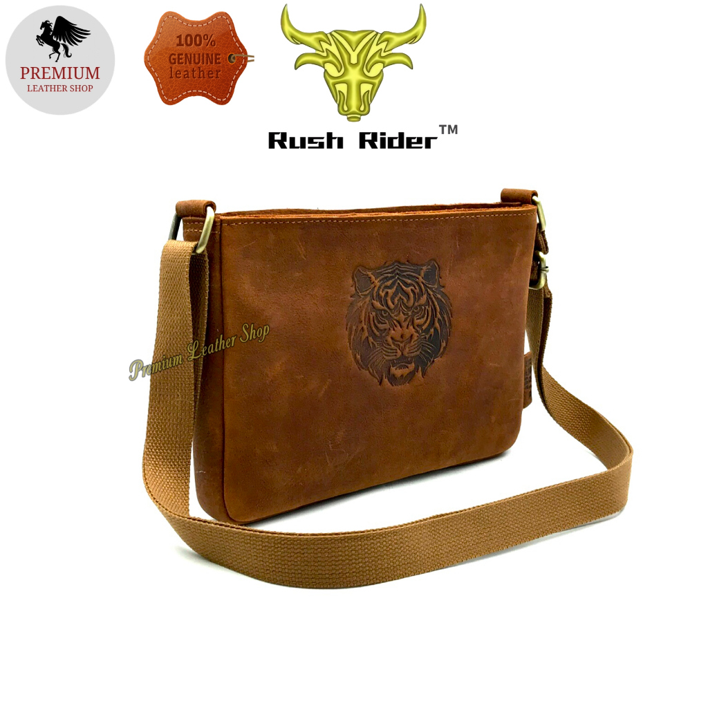 Rush Rider S Size Full Cow Leather Slim Sling Bag Men Shoulder Cross ...