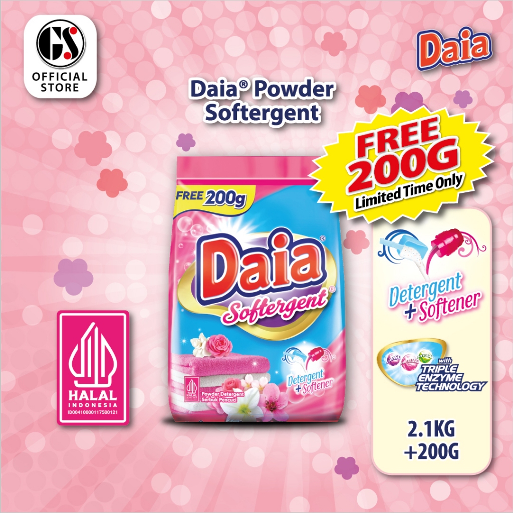 DAIA Powder Detergent Softergent 2.1KG + 200G | Shopee Malaysia