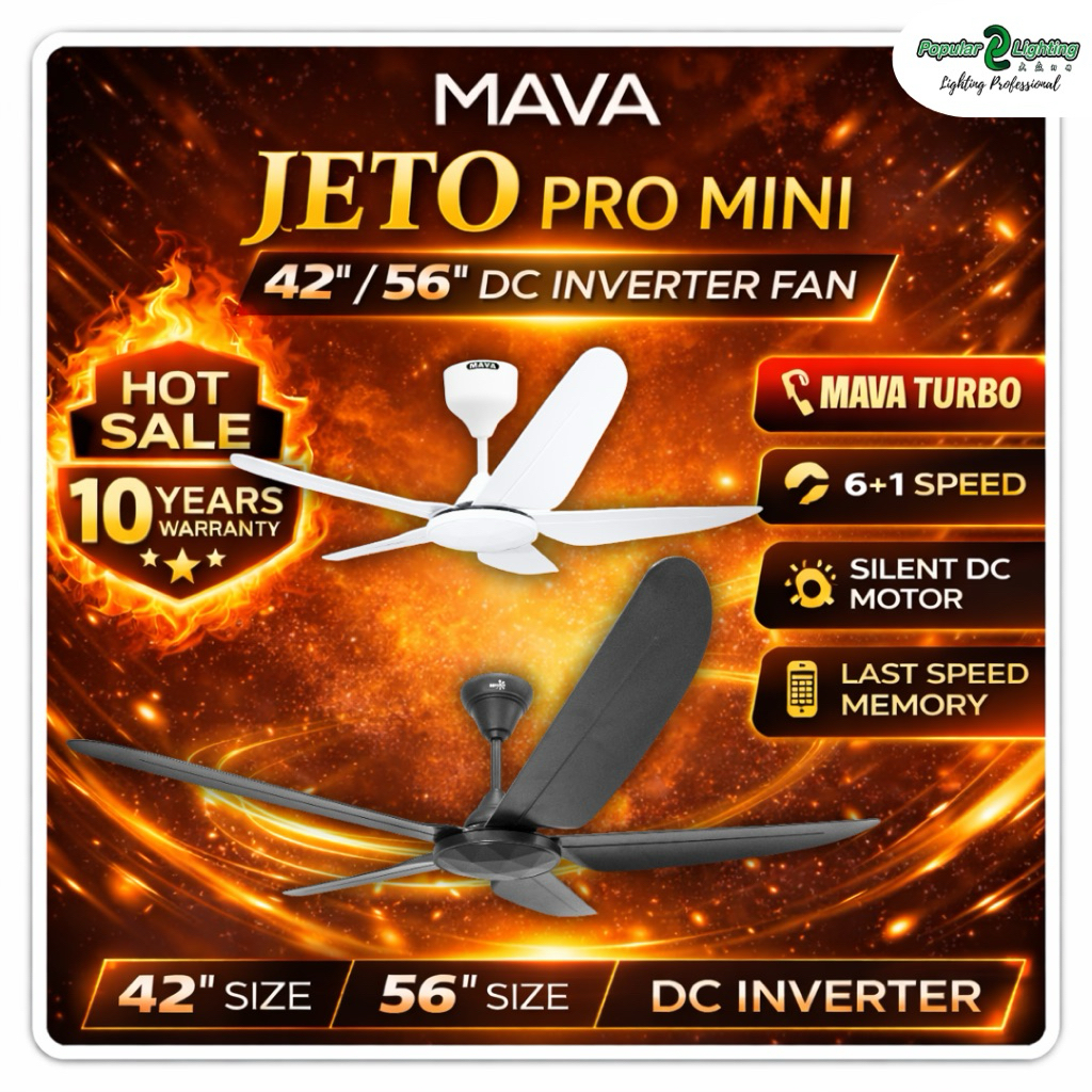 MAVA JETO SLIM PRO 56 Inches DC Motor 6 Speed Reverse Forward Remote 5 ...