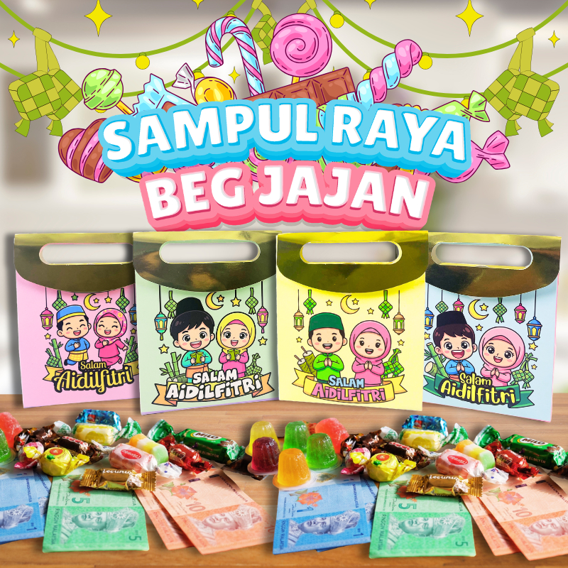 TBF Sampul Raya Beg Jajan | 5pcs dalam 1 Pack | Gold Foil Handle ...