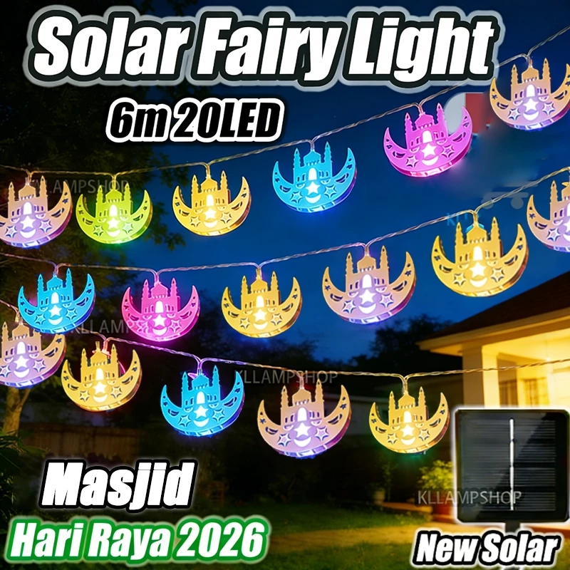 Iron Art 6m Lampu Raya Solar Fairy Light Moon Star Lampu led Room decor ...