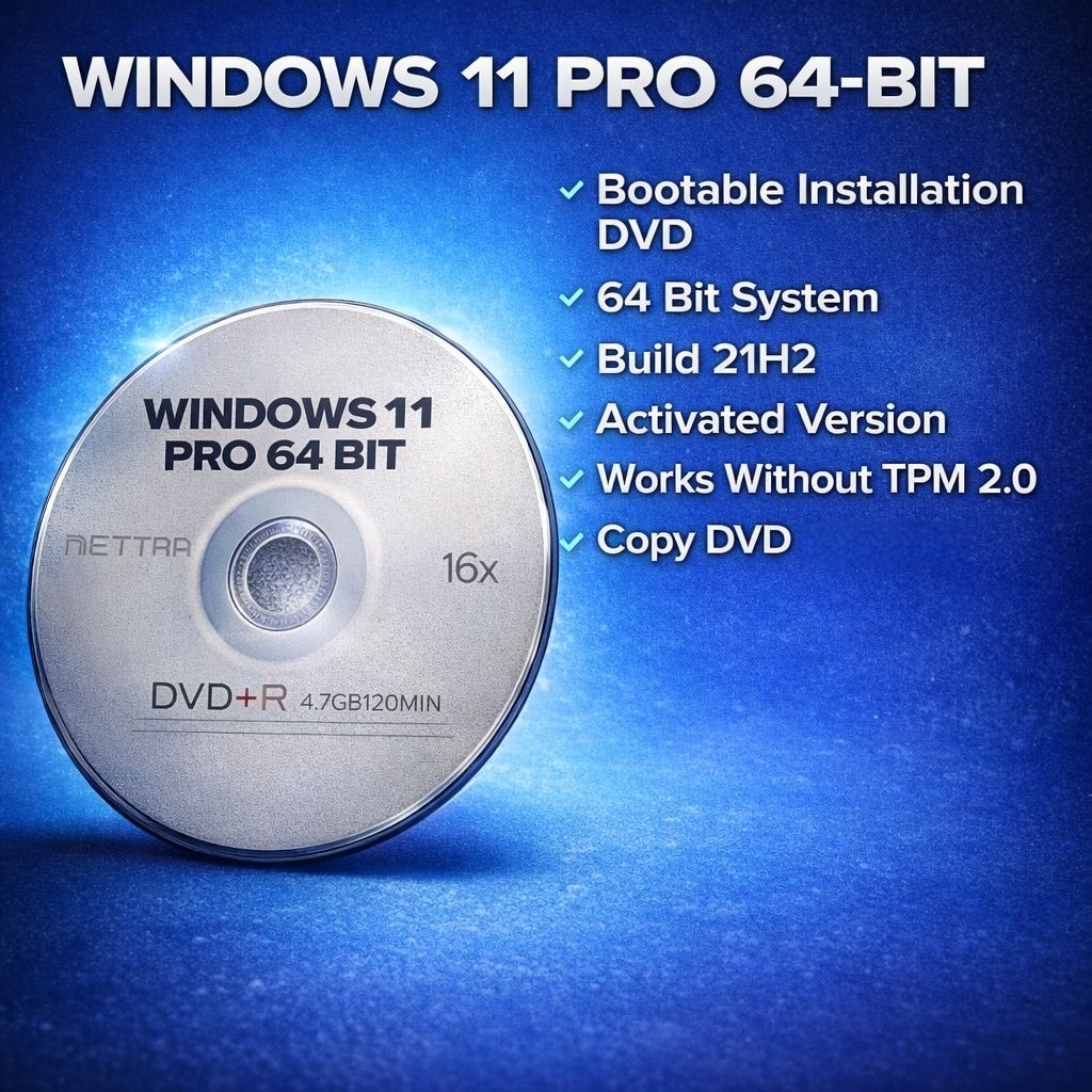 Windows 11 Pro Edition Installation DVD | 64-Bit Bootable | No TPM 2.0 ...
