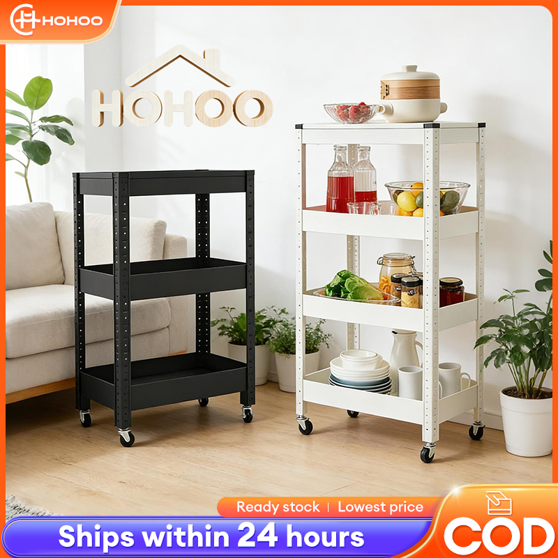 HO🔥 Rack Trolley Mobile Storage Rack Adjustable Steel Besi Baby Troli ...