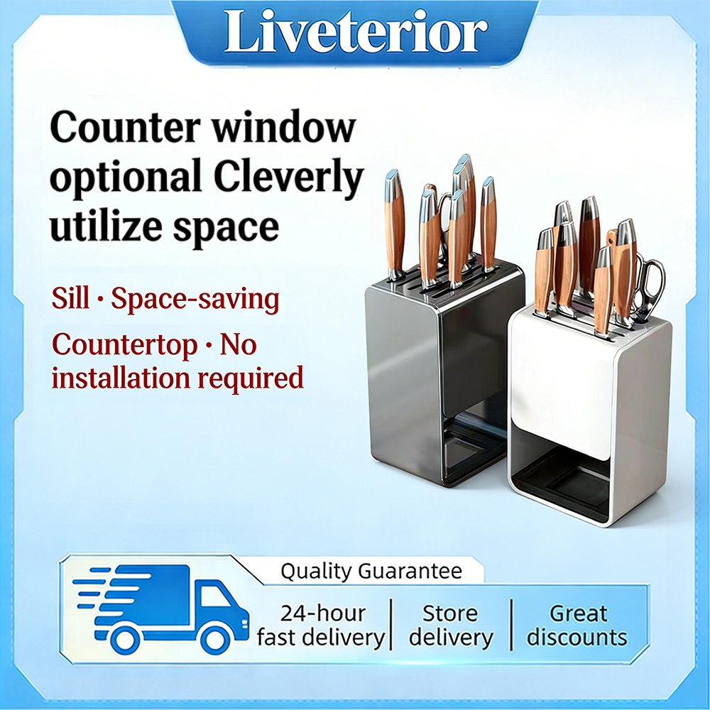 Stainless Steel Knife Holder with Drip Tray, Kitchen Storage Rack ...