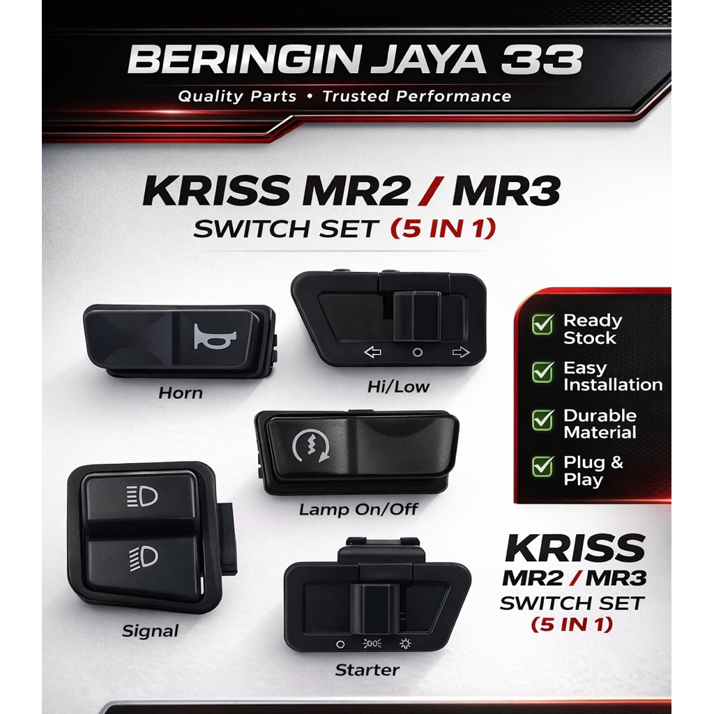 FRG FORMULA ORIGINAL BUTTON SET KRISS MR2/ MR3 HORN HI LOW LAMP ON OFF ...