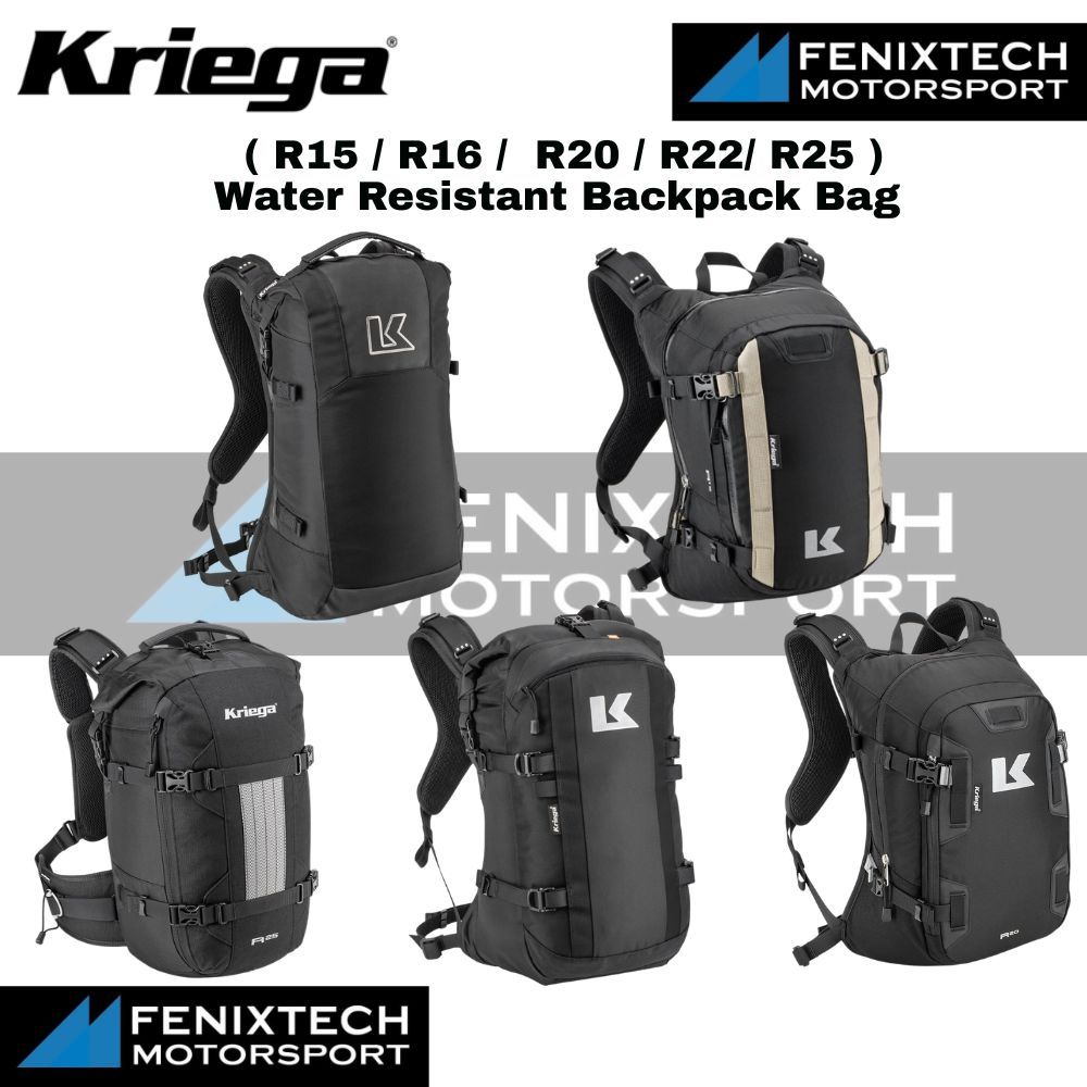 KRIEGA ( R15 / R16 / R20 / R22/ R25 ) Water Resistant Backpack Bag 100% ...