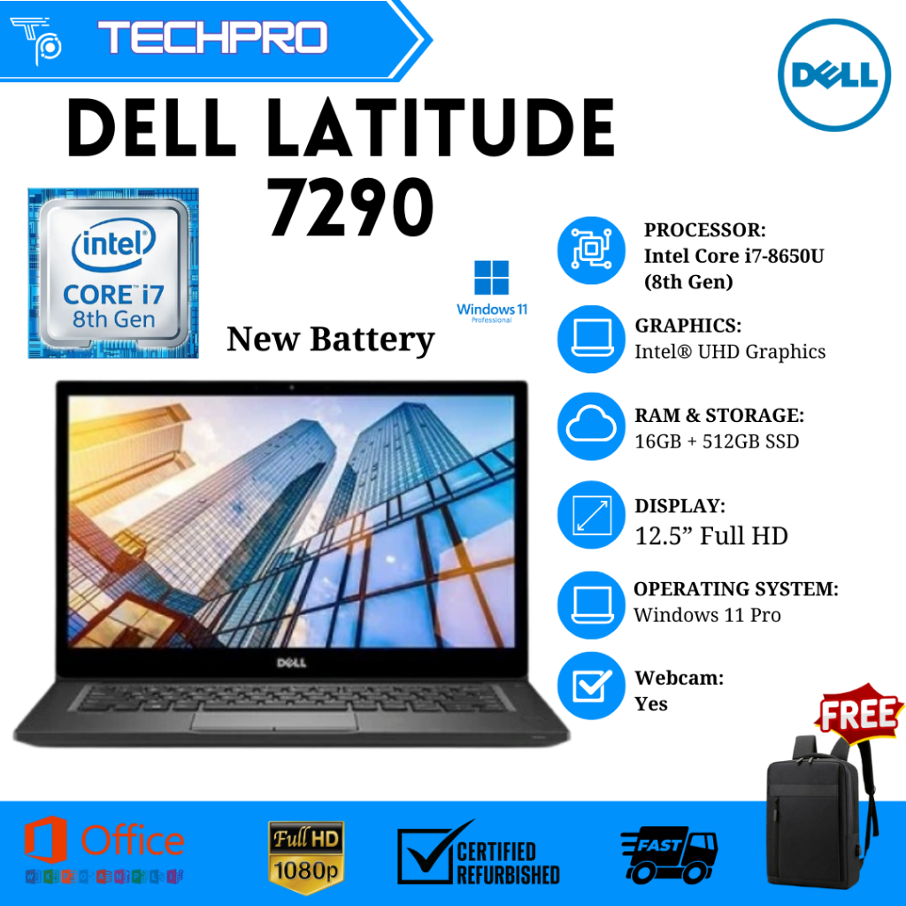 DELL LATITUDE 7290 7280, 7270, 7450 CORE I5 TOUCHSCREEN 32GB DDR4 RAM ...