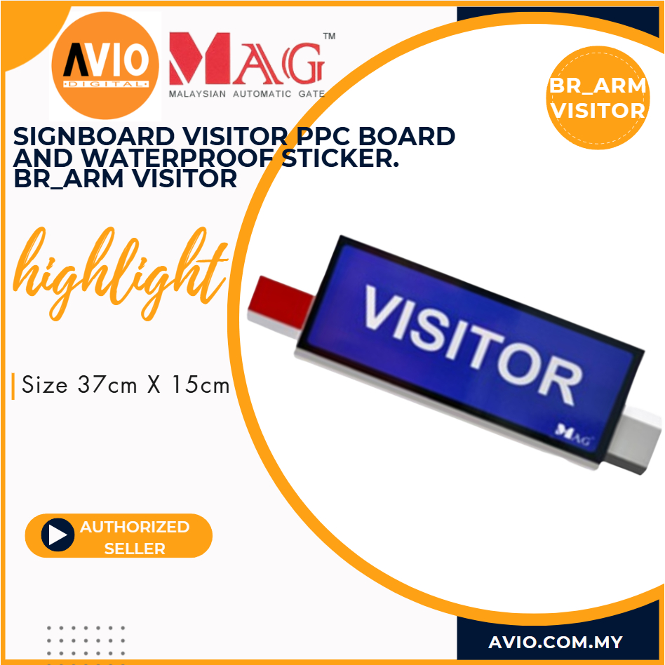 MAG Visitor Signboard Waterproof Sticker for Barrier Gate Arm 37x15cm ...