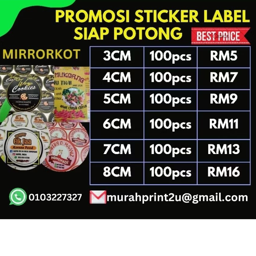 [100/200pcs] (3CM-8CM) Sticker Label Murah | Shopee Malaysia