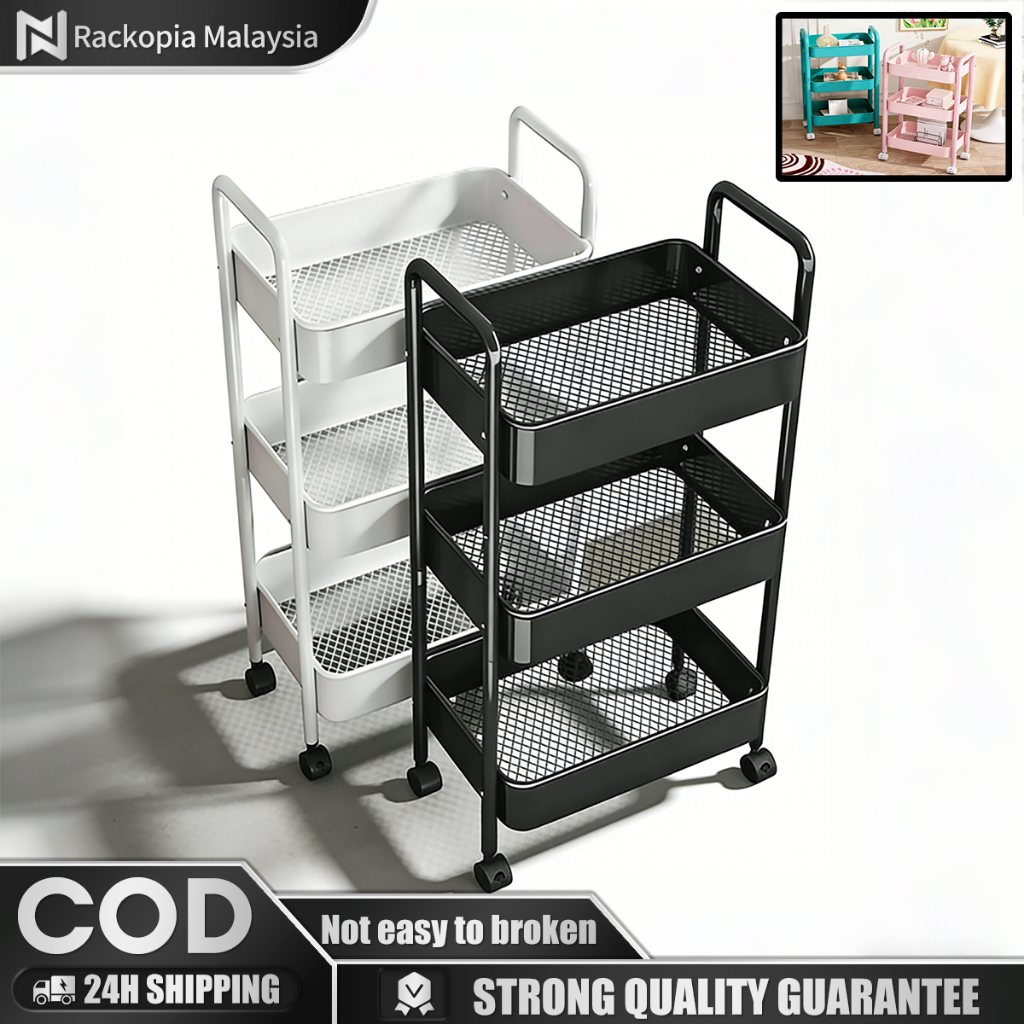 Trolley Rolling Carbon Steel Multilayer Baby Supplies Home Storage Rack ...