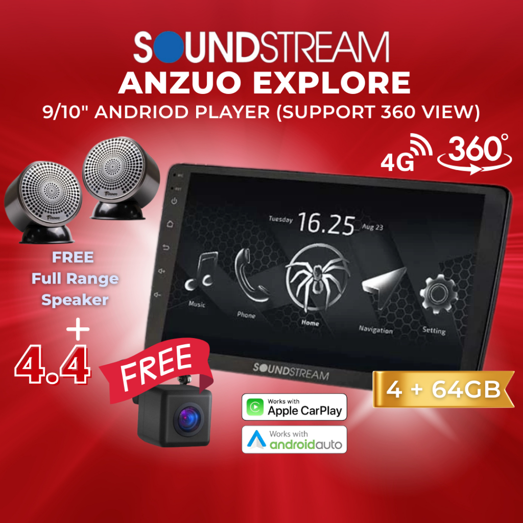 Soundstream Anzuo Explore 4+64GB Android Player 9/10” CarPlay Android ...