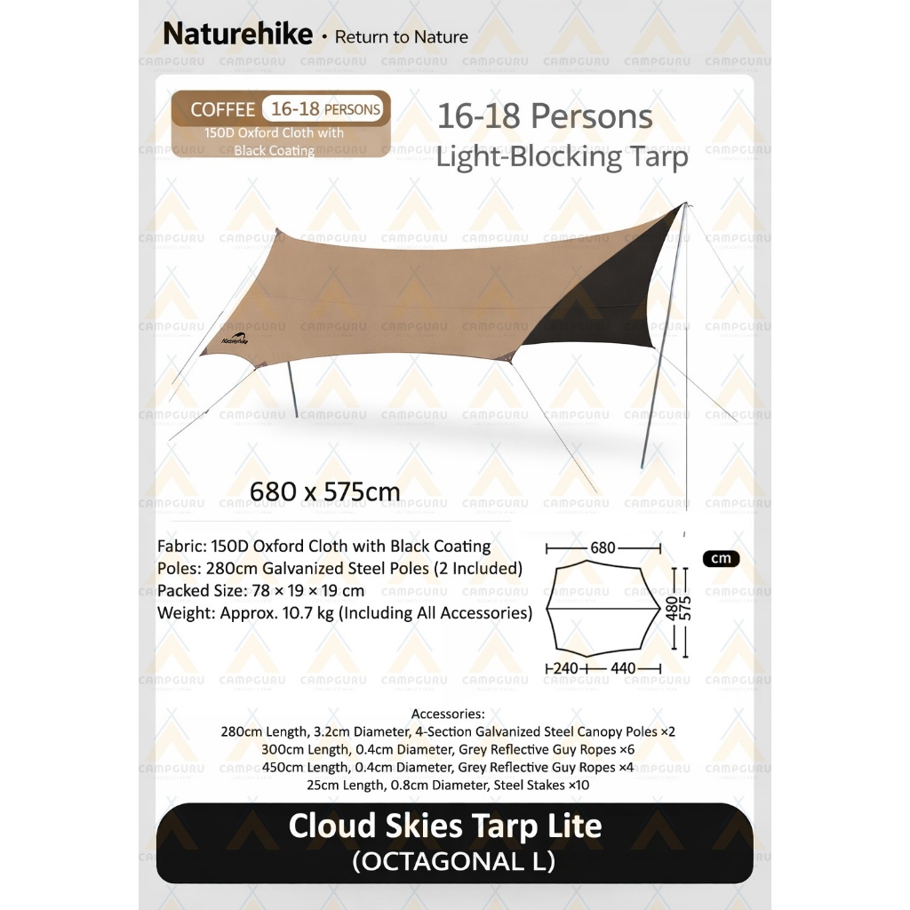 Naturehike Cloud Moraine (upgraded Cloud Skies 2024) Ti-Black