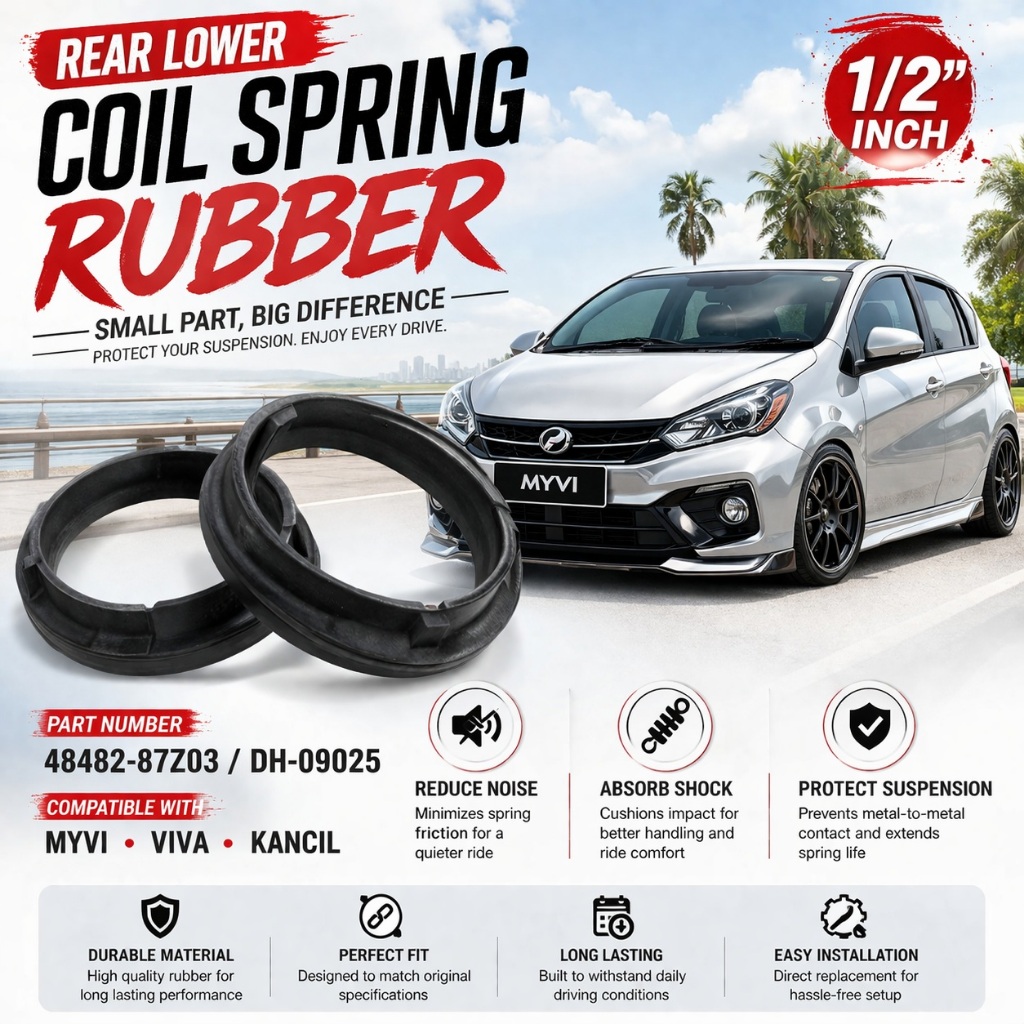 PERODUA Kancil Myvi Viva rear lower coil spring rubber 0.5 inch x 2 ...