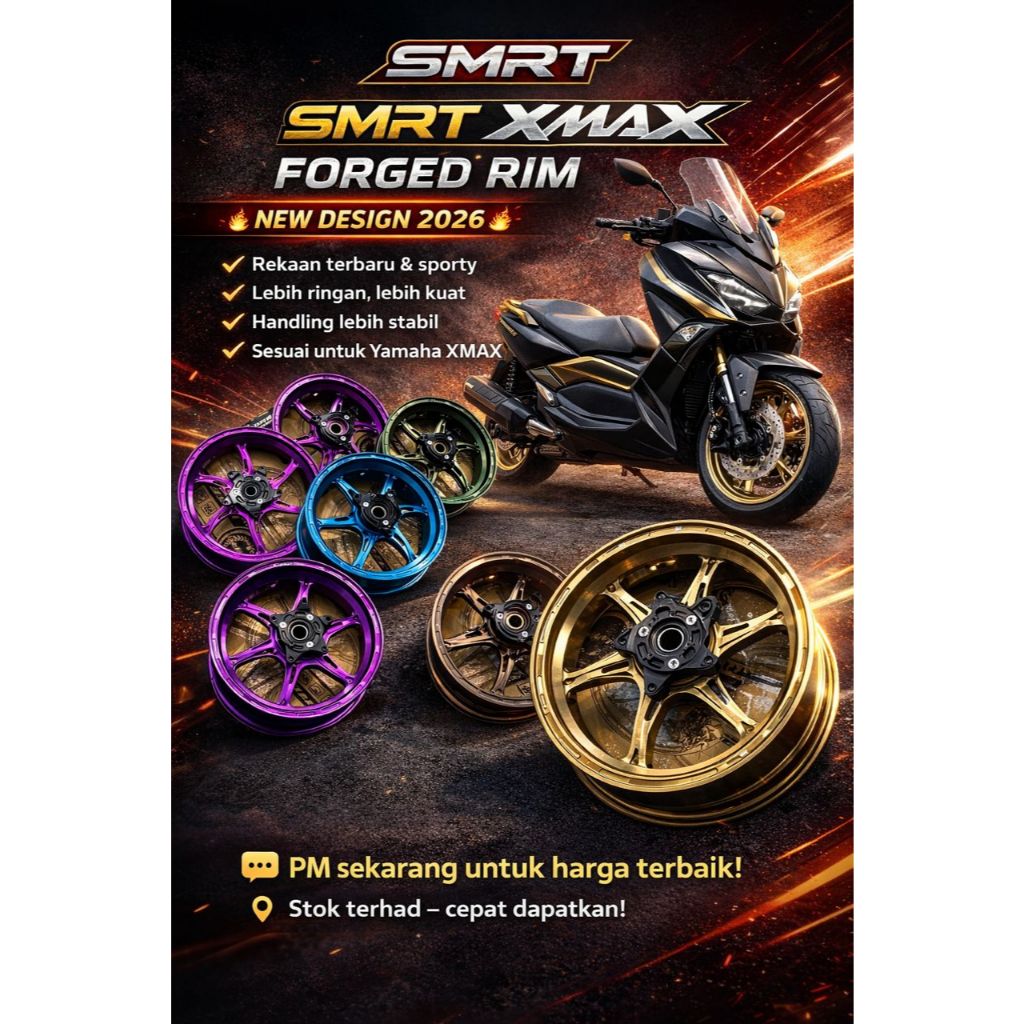 SMRT XMAX Forged Rim NEW DESIGN For Yamaha XMAX 6 BATANG KAKI 3.5 15 X ...
