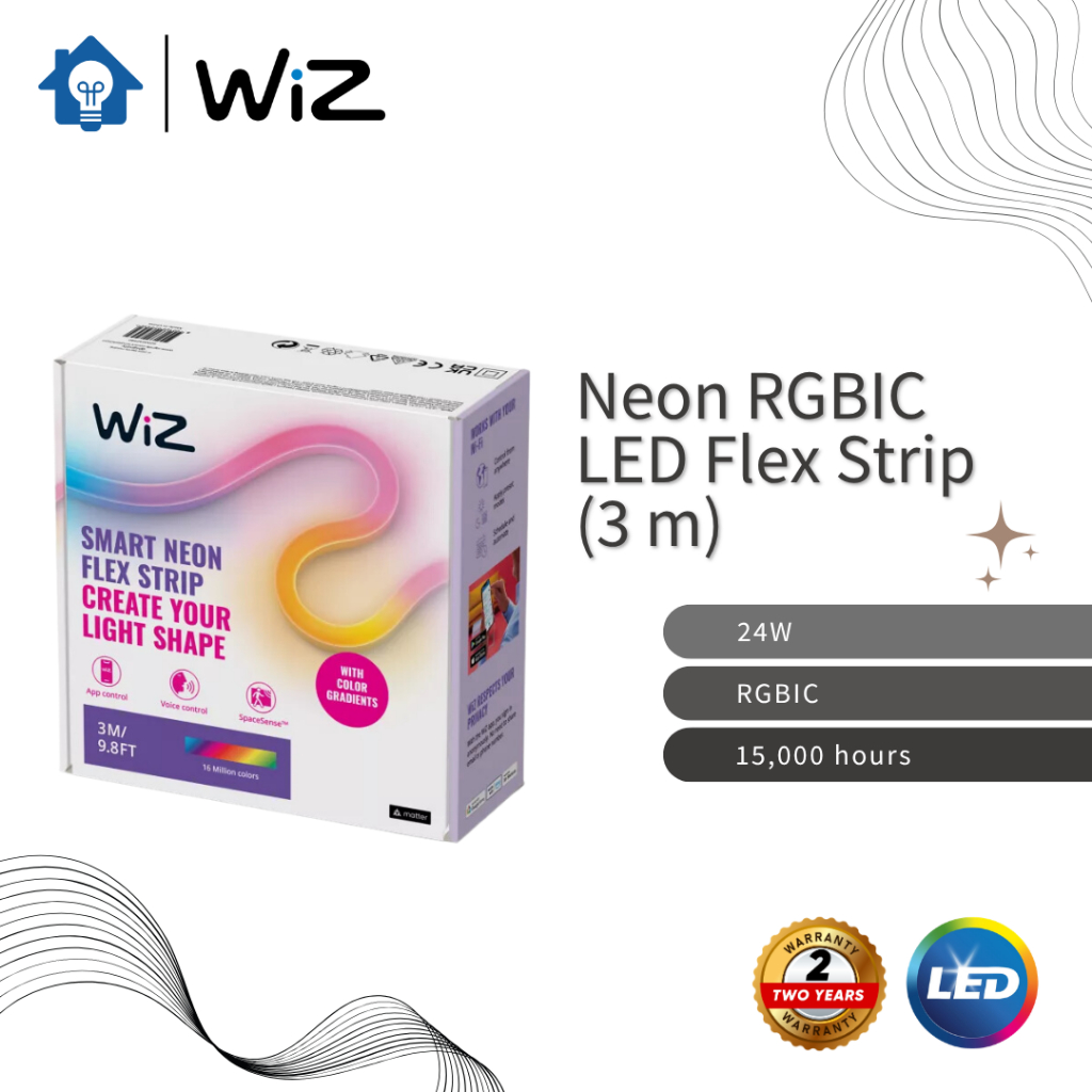 PHILIPS WiZ Smart Wifi Neon LED Flex Strip RGBIC 3 meter / 5 meter ...