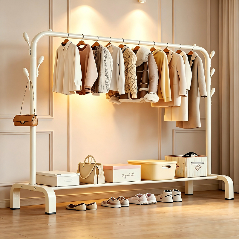 Clothes Rack Floor-standing Bedroom Clothes Hanger Floor Laundry Drying ...