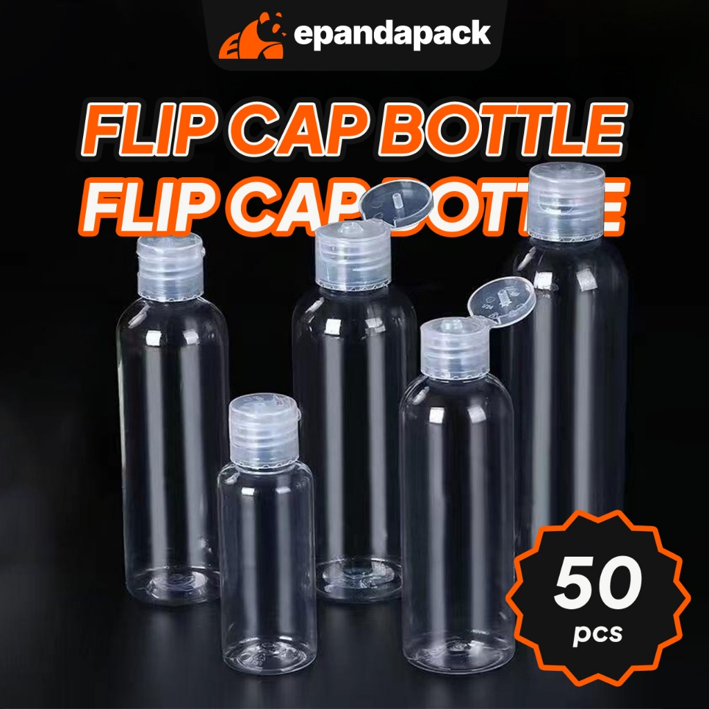 50pcs Botol Plastik PET Transparent Plastic Bottle Flip Cap Packaging ...