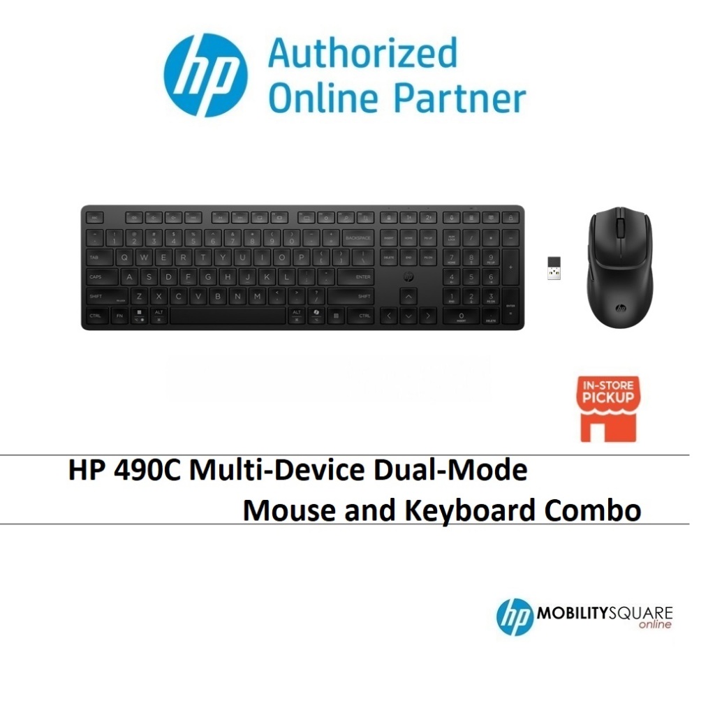 HP Multi-Device Dual-Mode Mouse and Keyboard Combo 490C - White / Black ...