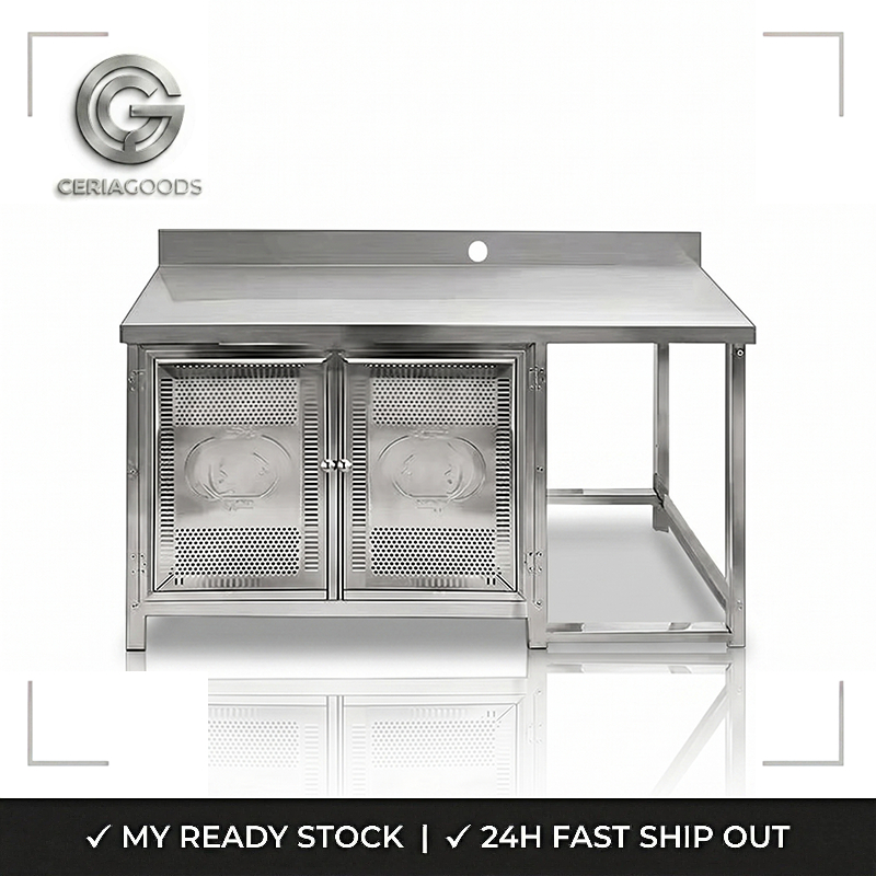 304 Stainless Steel Kitchen Cabinet with Gas Tank Slot Heavy Duty Prep ...