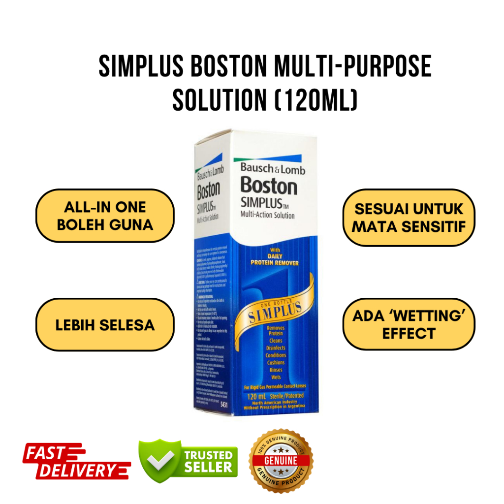 Boston Simplus/ Multi-Action Solution/ 120ml/ 120ml+2 For RGP lenses ...