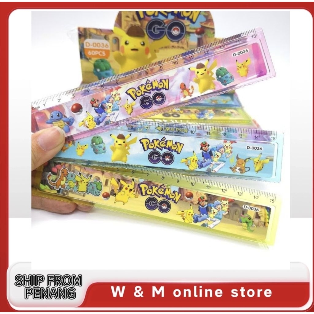 READY STOCK (1PCS) PIKACHU RULER 15CM 比卡丘pokemon卡通波浪 15cm直尺 | Shopee ...
