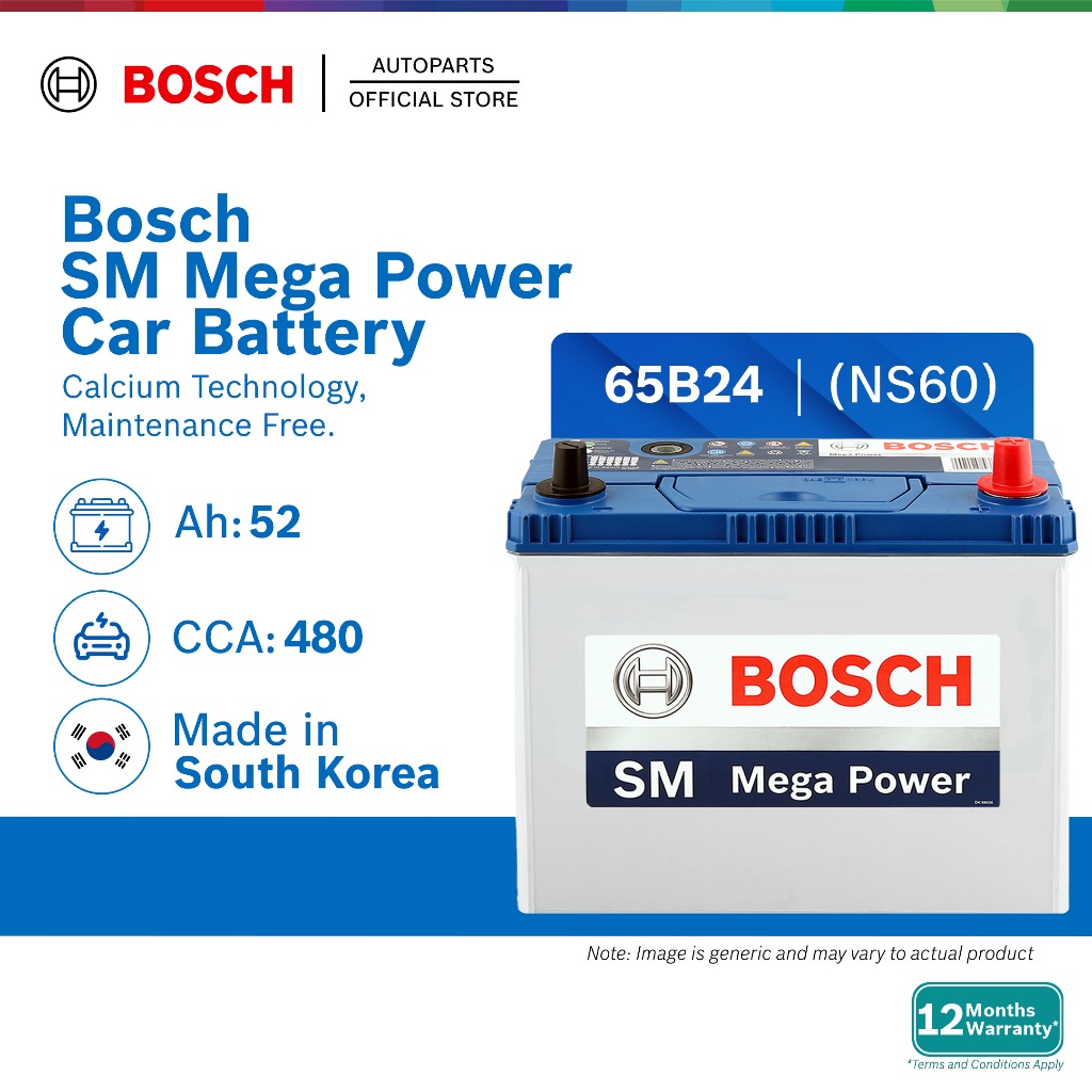 [DELIVERY ONLY] Bosch SM Mega Power Car Battery NS60 NS60L NS60R NS60LS ...