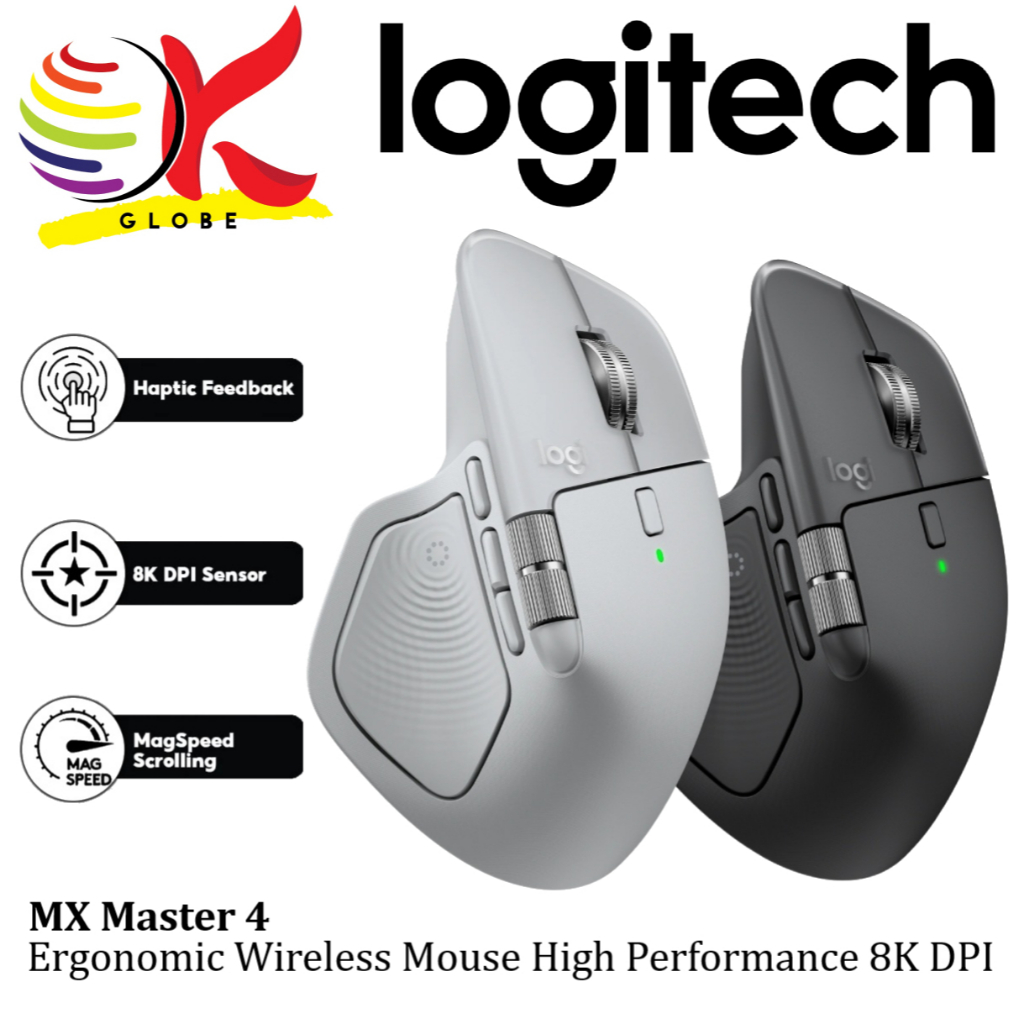 LOGITECH MX Master 4 Ergonomic Wireless Mouse Haptic Feedback Quiet ...