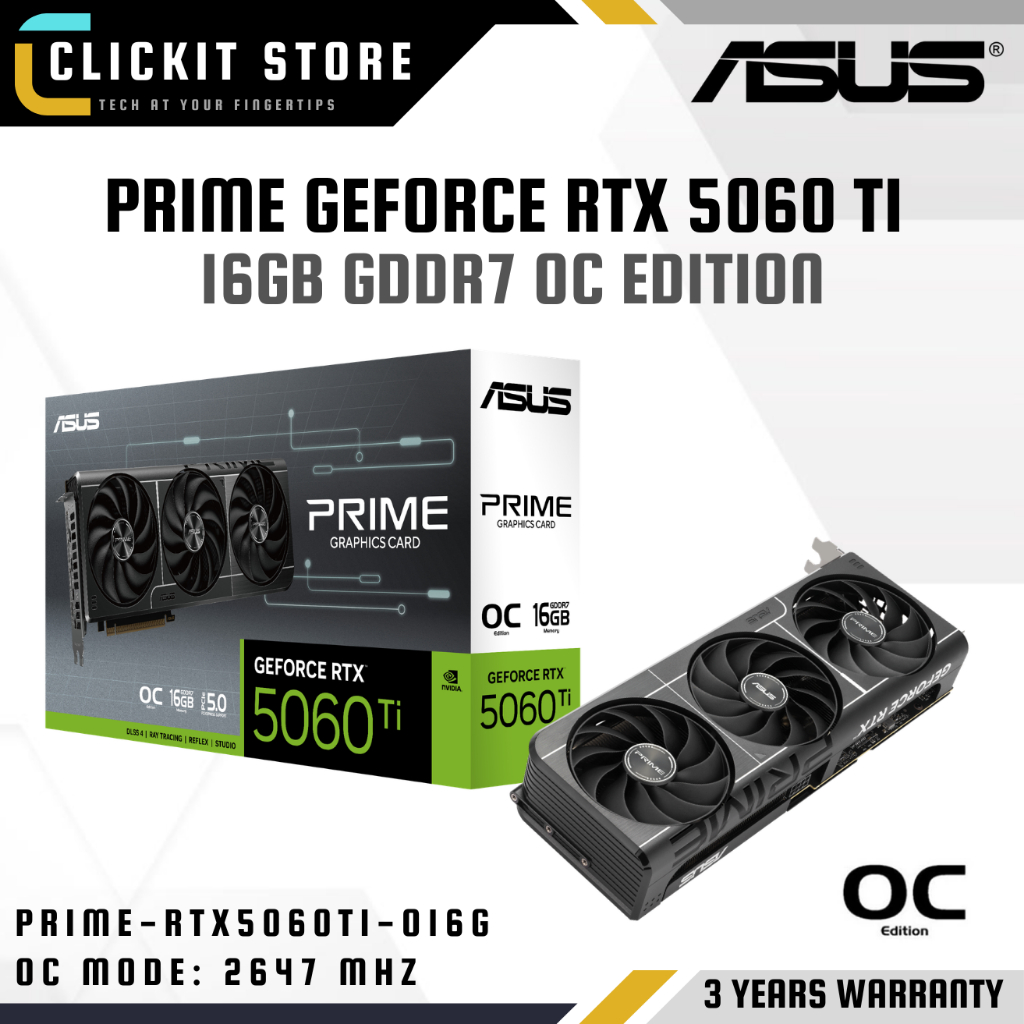 ASUS PRIME GeForce RTX™ 5060 Ti 16GB GDDR7 OC Edition Kad GPU Graphics ...