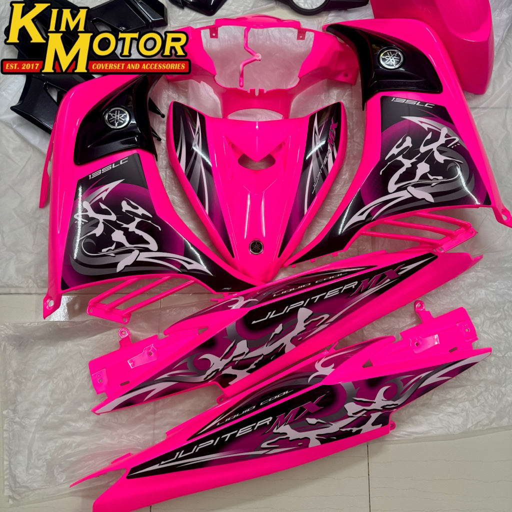 COVERSET LC135 V6 V7 ORIGINAL VELOZI 135LC JUPITER MX KANJI PINK BLACK ...