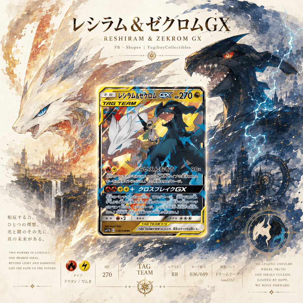Reshiram & Zekrom GX SM11b 036/049 RR TAG TEAM | Pokemon Card PTCG