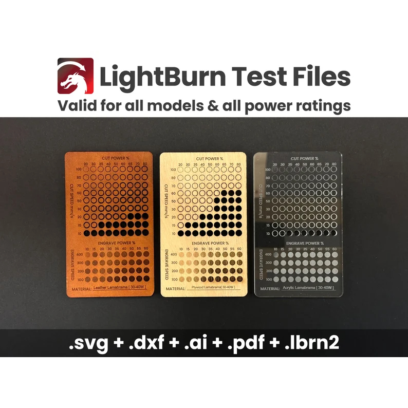 Laser Calibration Test Files Pack, Lightburn Material Test Files, Laser ...