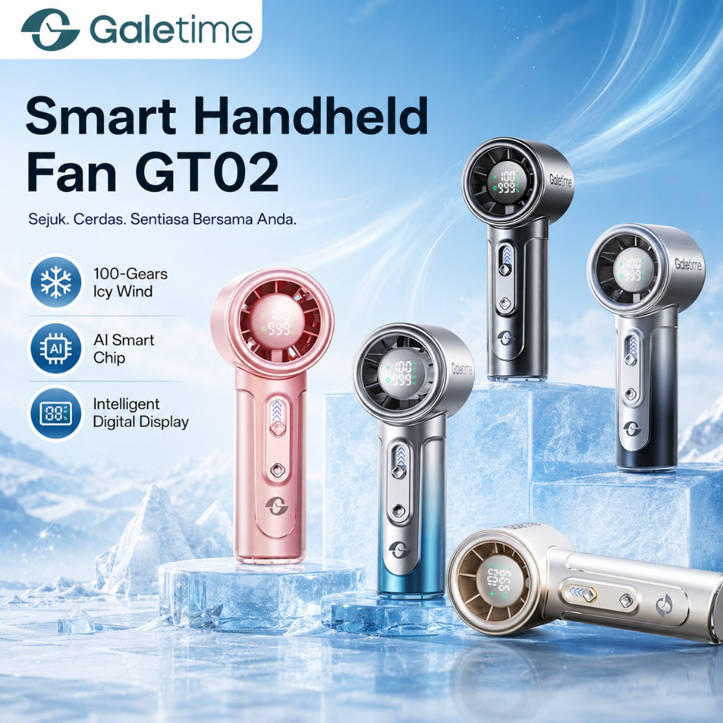 GaleTime GT02 Handheld Fan 5000mAh 100 Speed Battery Endurance Display ...