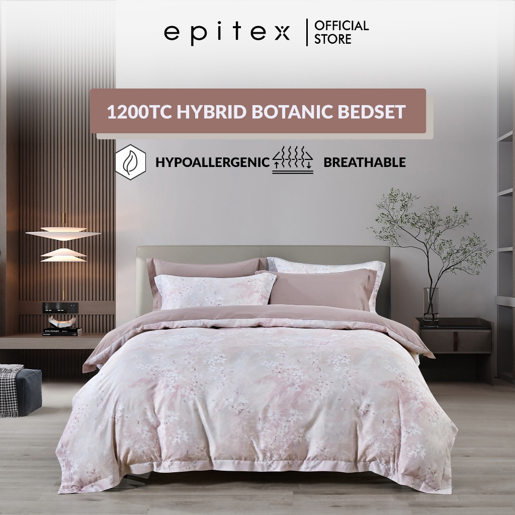 Epitex (Quilt Cover Set) 1200TC Hybrid Botanic Bedsheet | Tencel Cotton ...